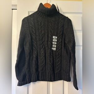 Jeanne Pierre Women's Charcoal Cable Knit Turtleneck Sweater L
